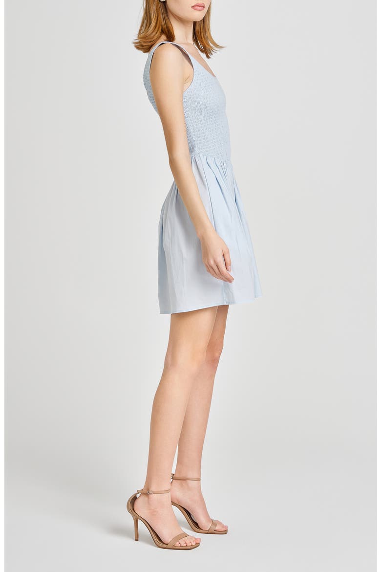 Dana Smock Bodice Stretch Cotton Minidress, Alternate, color, BLUE