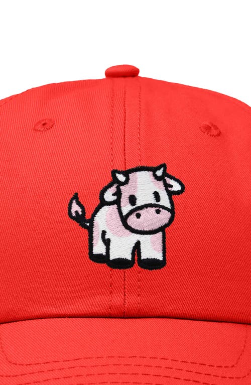 Dalix Strawberry Cow Embroidered Cap In Red