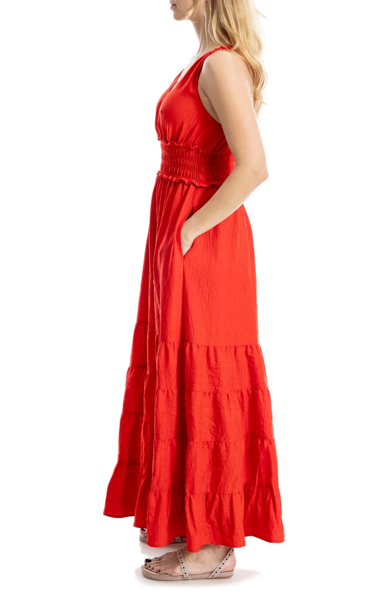 MAX STUDIO Crossback Tiered Maxi Dress, Alternate, color, Heather Red