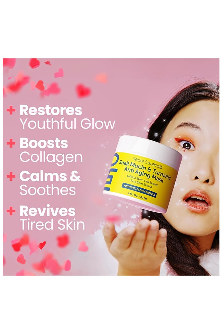 Korean Skincare Snail Mucin & Turmeric Anti Aging Mask, Alternate, color, Clear