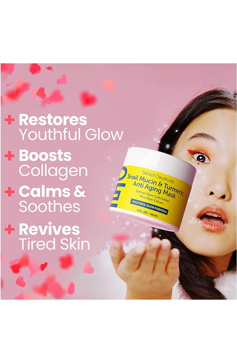 Seoul Ceuticals Korean Skincare Snail Mucin & Turmeric Anti Aging Mask, Alternate, color, Clear