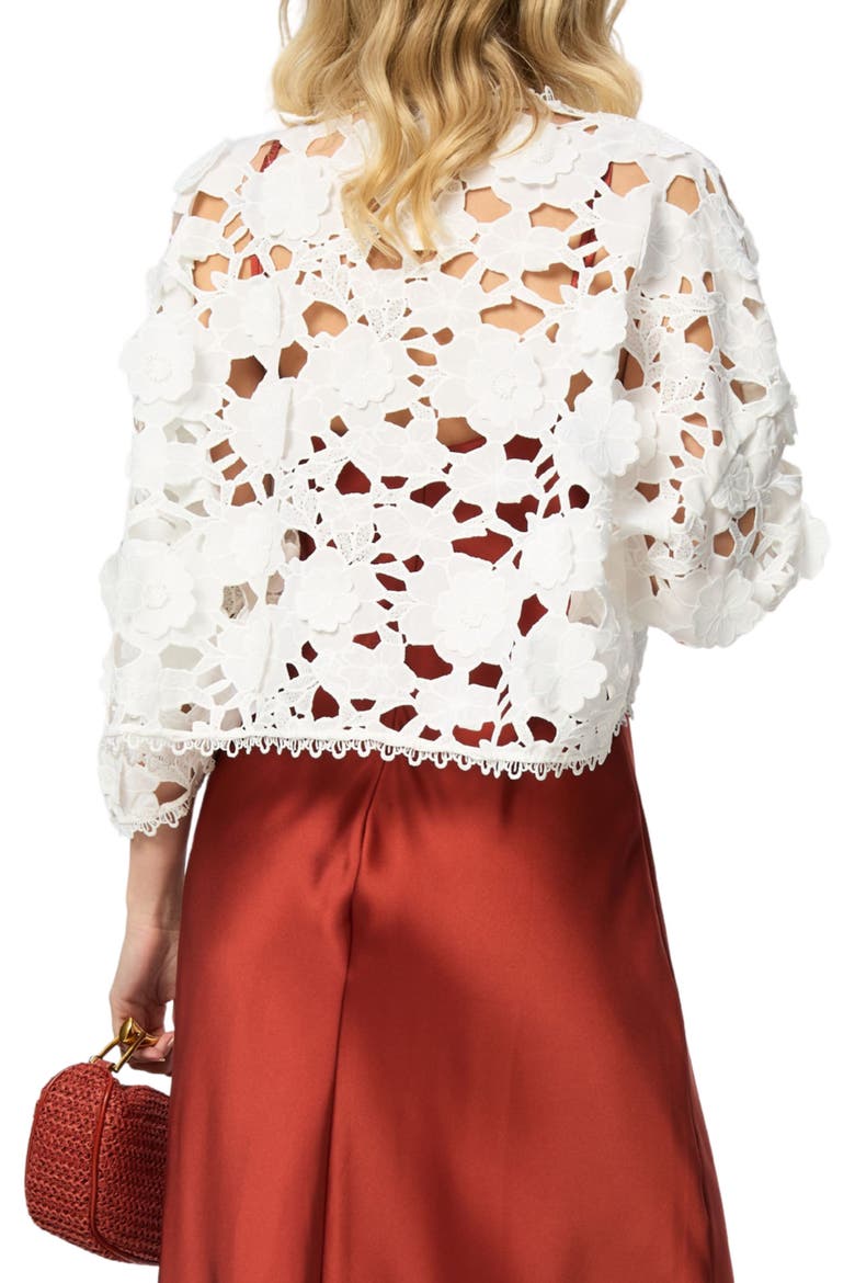 Floral Lace Cutout Bolero Cardigan, Alternate, color, IVORY