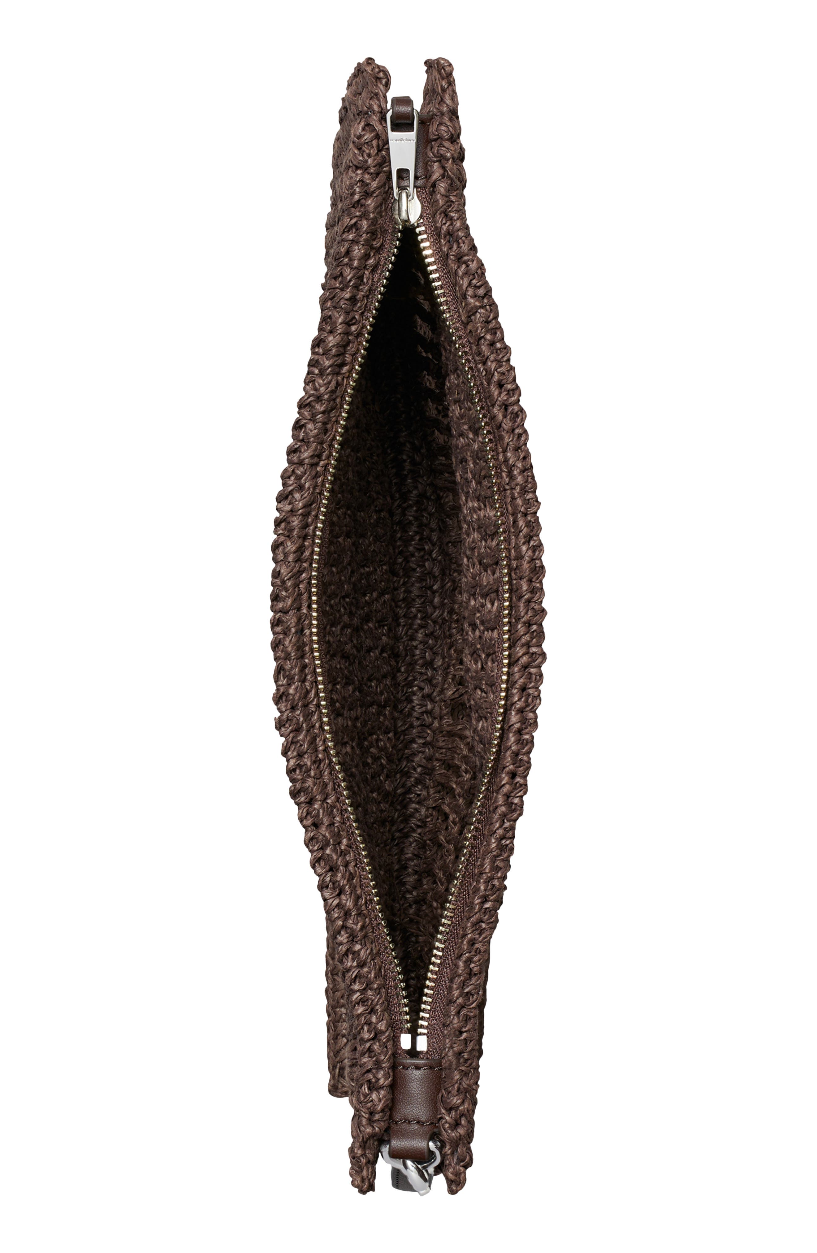 Ella Hand Crochet Wristlet, Alternate, color, DARK COCOA