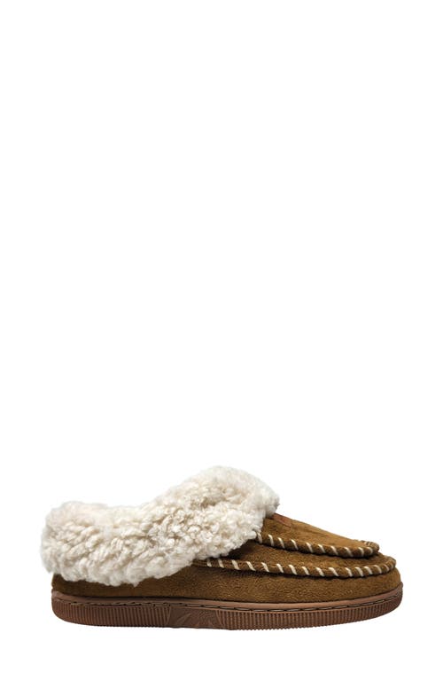 Gaahuu Double Stitched Faux Shearling Lined Slipper In Brown