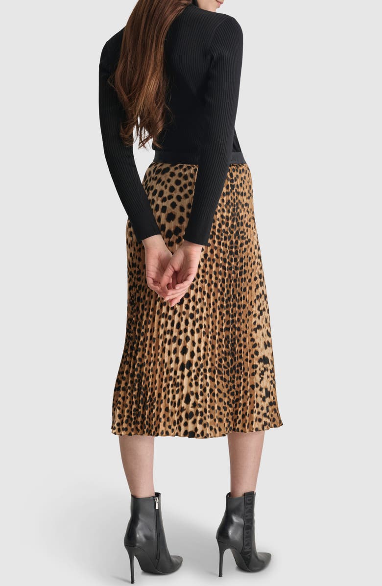 DKNY Print Pleated Midi Skirt, Alternate, color, 