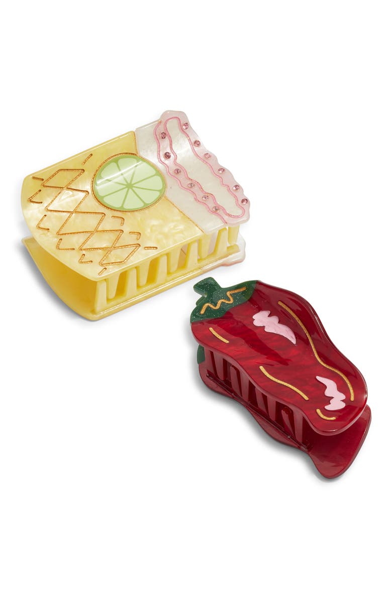 Spicy Marg 2-Pack Assorted Hair Claw Clips, Main, color, RED/ GREEN/ MULTI