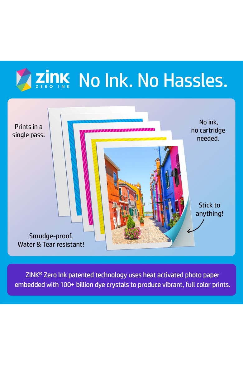 Sprocket 3x4 Instant Photo Printer, Prints 3.5x4.25 Photos from iOS & Android, Alternate, color, White