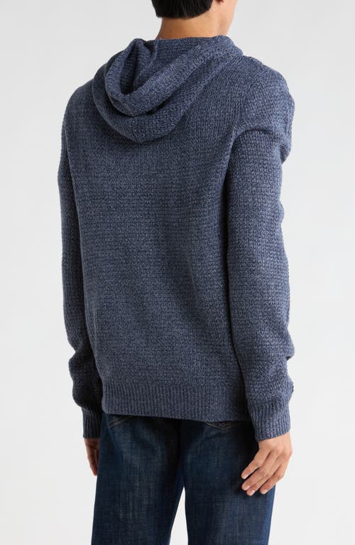 Union Milo Marled Thermal Stitch Hooded Sweater In Blue