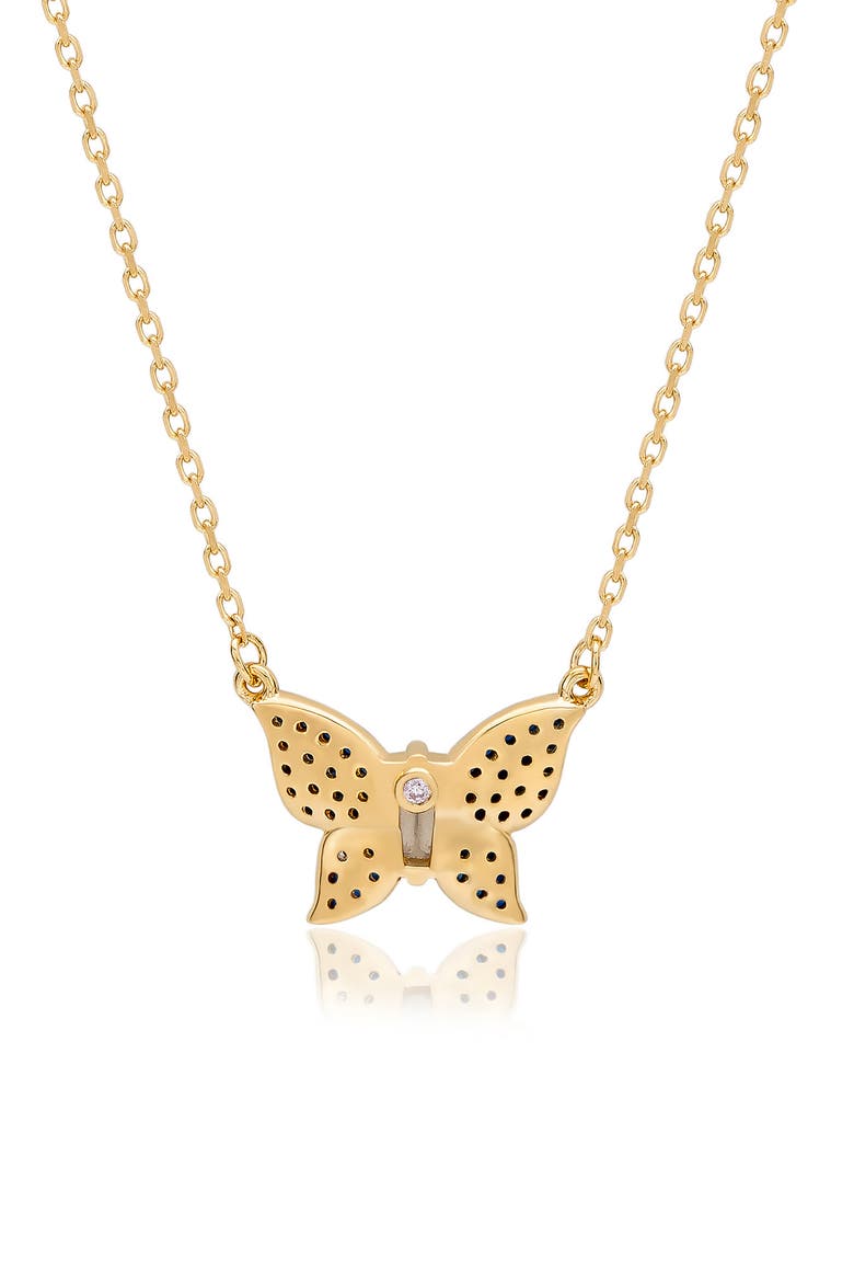 Cubic Zirconia Butterfly Pavé Pendant Necklace, Alternate, color, BLUE