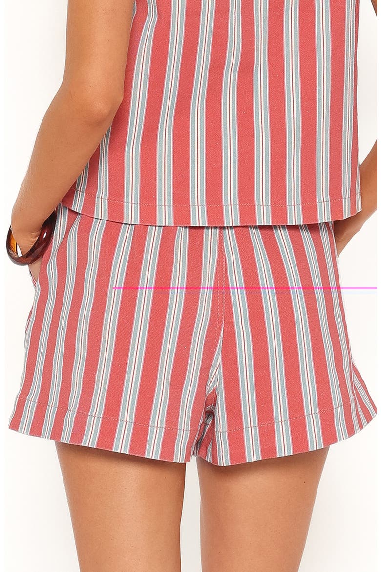 Marinda Stripe Cotton Drawstring Shorts, Alternate, color, RED STRIPE
