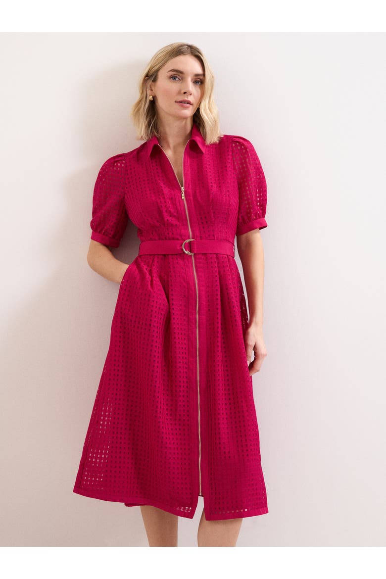 Carey Belted Midi Shirt Dress, Main, color, Pink
