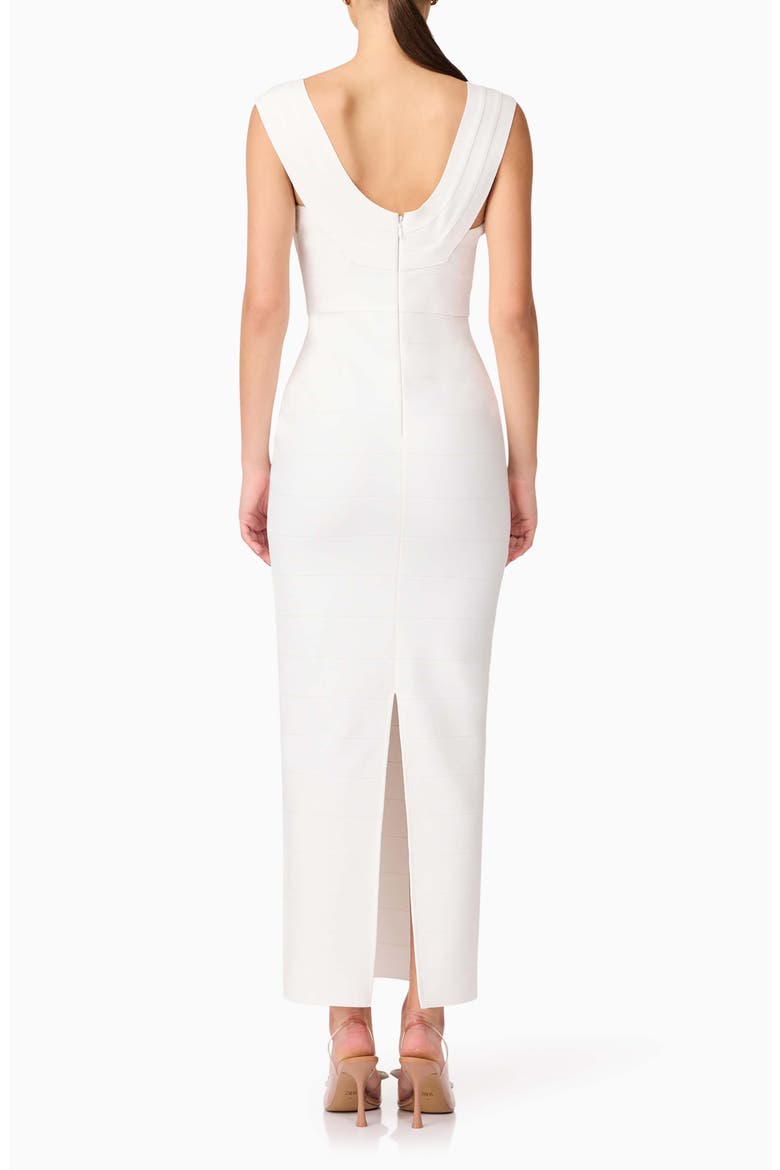 Fiona Square Neck Drape Back Column Gown, Alternate, color, WHITE
