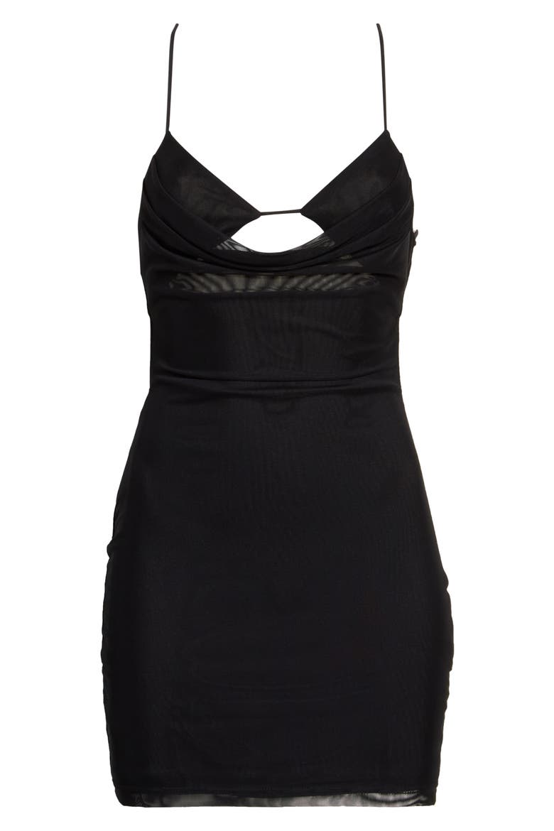 Alexus Cowl Neck Sleeveless Minidress, Alternate, color, BLACK