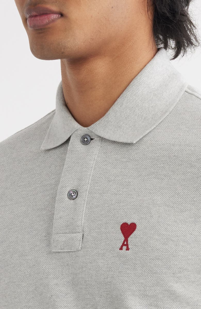 AMI PARIS Ami de Coeur Organic Cotton Piqué Polo, Alternate, color, 