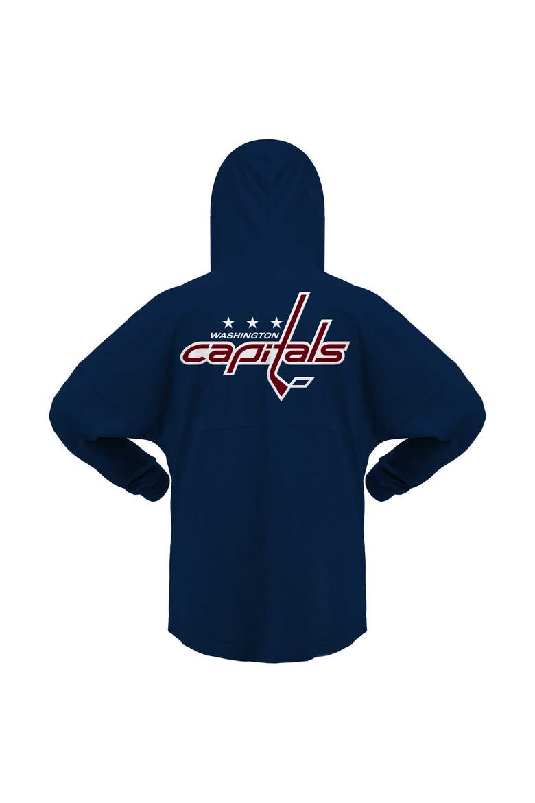 Women's Fanatics Navy Washington Capitals Jersey Lace-Up V-Neck Long Sleeve Hoodie T-Shirt, Alternate, color, Navy