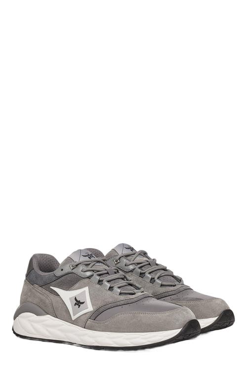 Mcm Skywander Lo Sneakers In Calf Suede And Leather In Ice Grey
