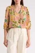 Renee C Leaf Print Top