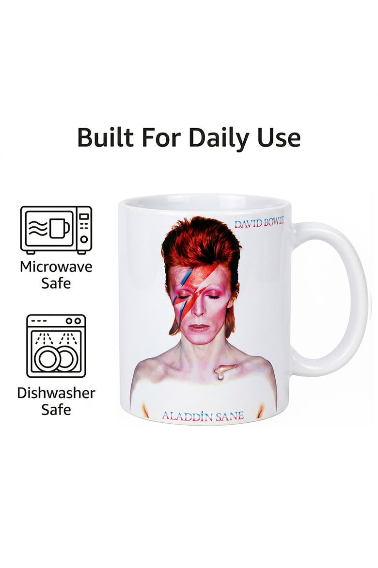 11 oz David Bowie Aladdin Sane Ceramic Mug, Alternate, color, White