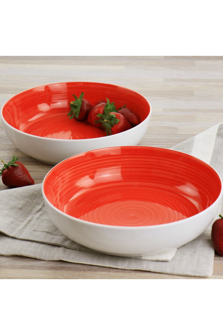 Crenshaw 8.5 Inch 2 Piece Stoneware Dinner Bowl Set, Alternate, color, Red