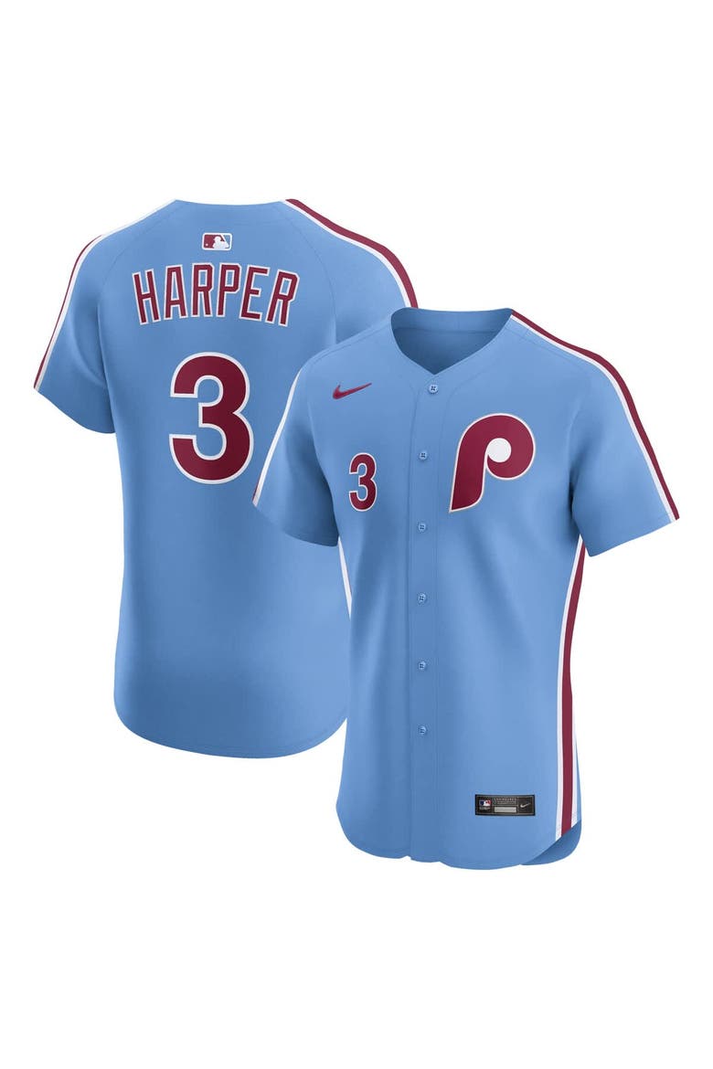 Men's Nike Bryce Harper Light Blue Philadelphia Phillies Alternate Elite Jersey, Alternate, color, Light Blue