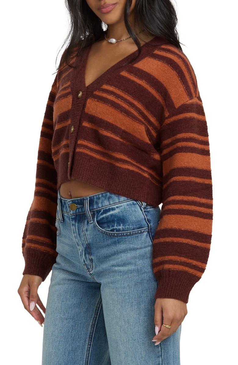 Billabong Something About It Stripe Crop Cardigan, Alternate, color, Pinkie