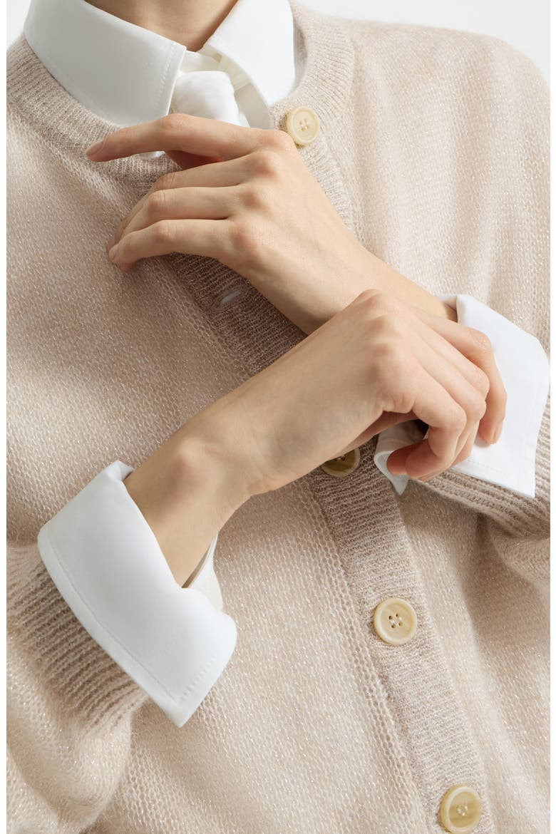 Sparkling mohair and wool cardigan, Alternate, color, Ivory