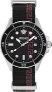 Versace Greca Force Fabric Strap Watch, 42mm