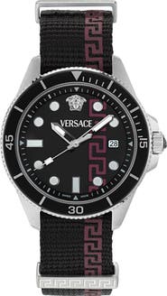 Versace Greca Force Fabric Strap Watch, 42mm