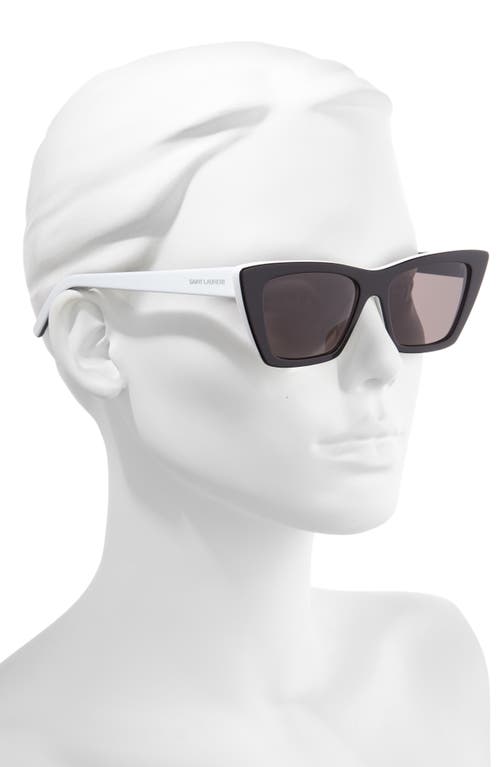 Saint Laurent 53mm Cat Eye Sunglasses In Bilayer Black/white/grey