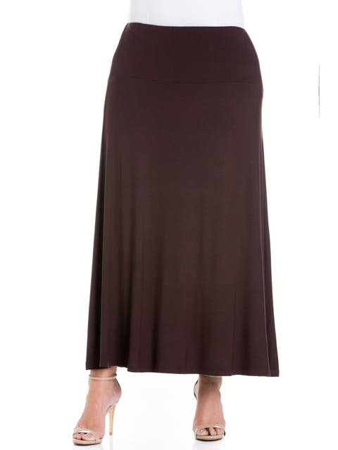 Plus Size Comfortable Fit Elastic Waist Maxi Skirt