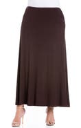 24seven Comfort Apparel Plus Size Comfortable Fit Elastic Waist Maxi Skirt