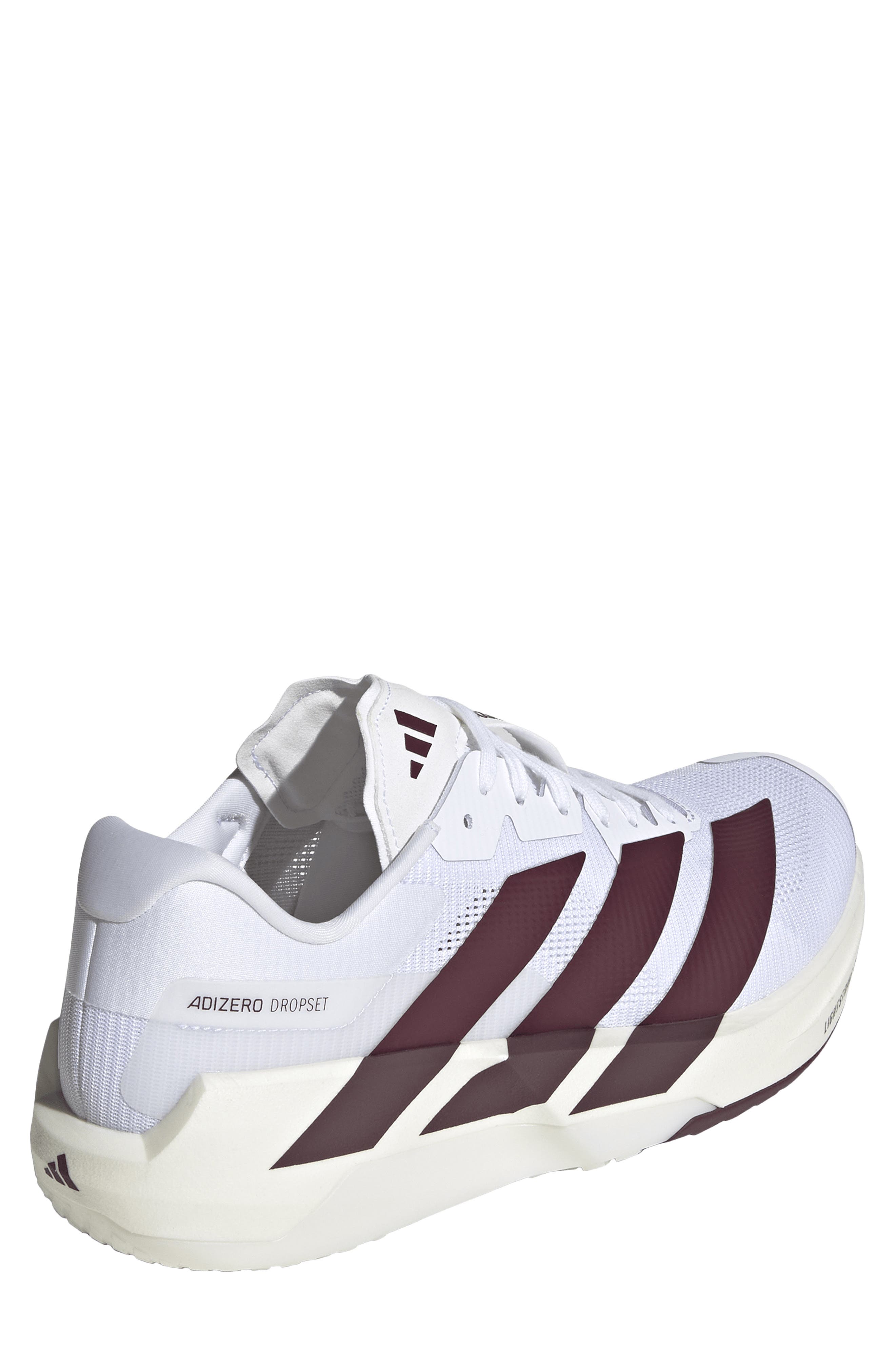 Adizero Dropset Pro Training Shoe, Alternate, color, WHITE/ MAROON/ IRON MET.