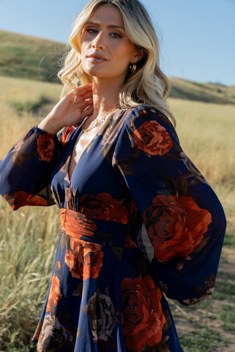 Mariella Tiered Maxi Dress, Alternate, color, Navy + Rust