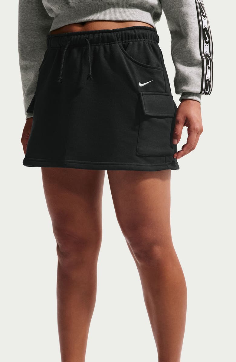 Nike Phoenix French Terry Cargo Miniskirt, Alternate, color, Black/ Sail