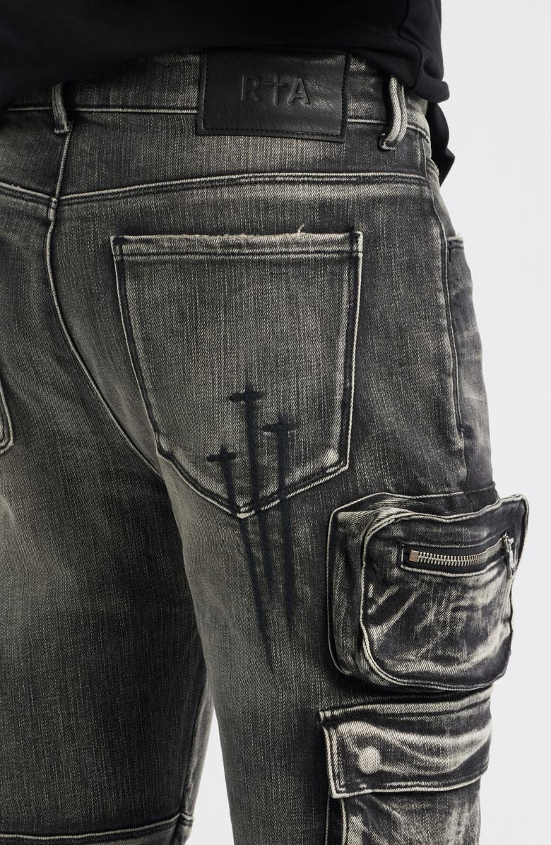 RtA Slate Cargo Skinny Jeans, Alternate, color, Ash Storm