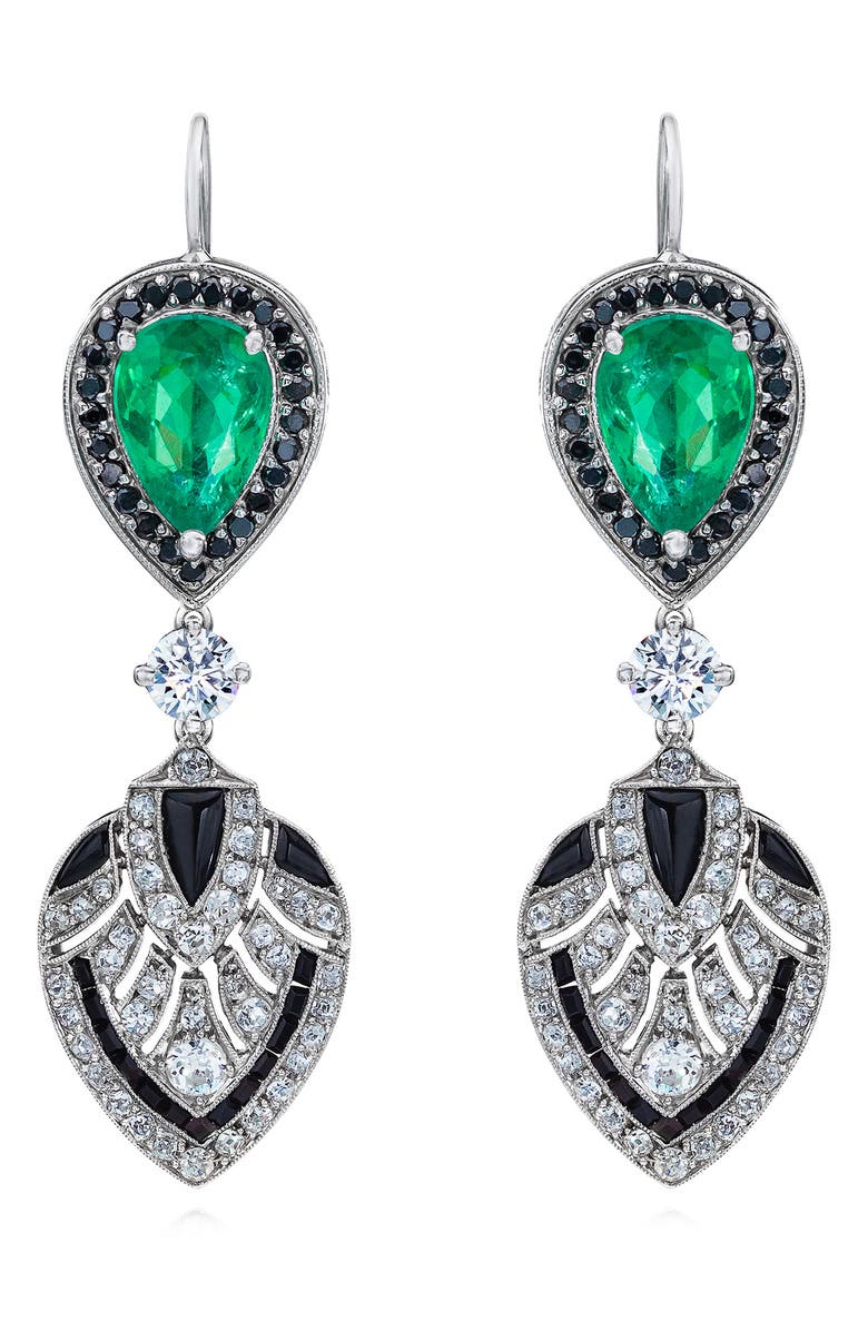 Mindi Mond Emerald & Diamond Drop Earrings, Main, color, Green Multi