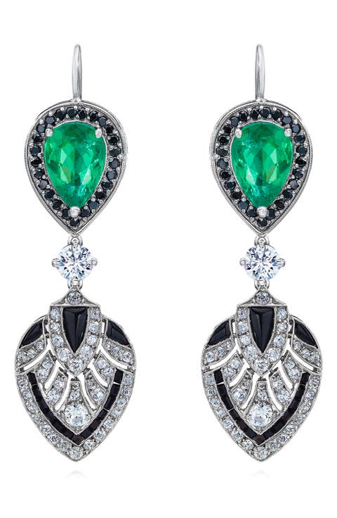 Emerald & Diamond Drop Earrings