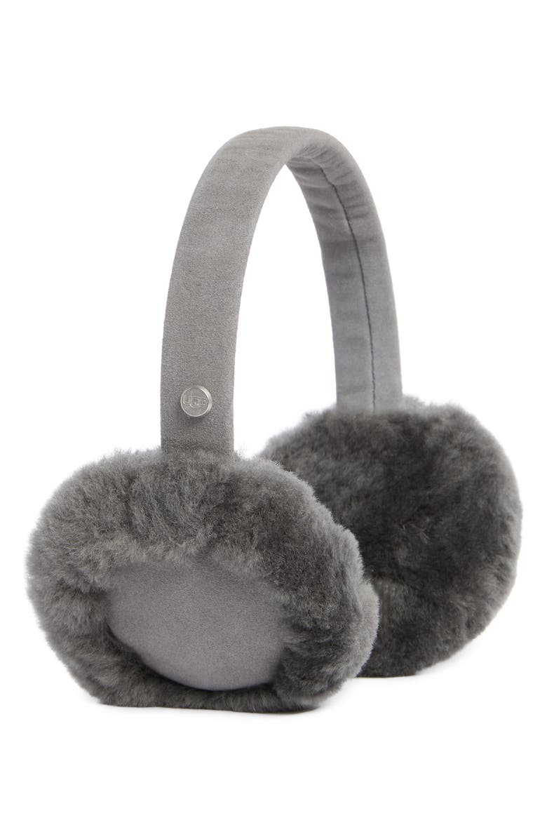 UGG<sup>®</sup> Kids' Classic Genuine Sheepskin Earmuffs, Main, color, Charcoal