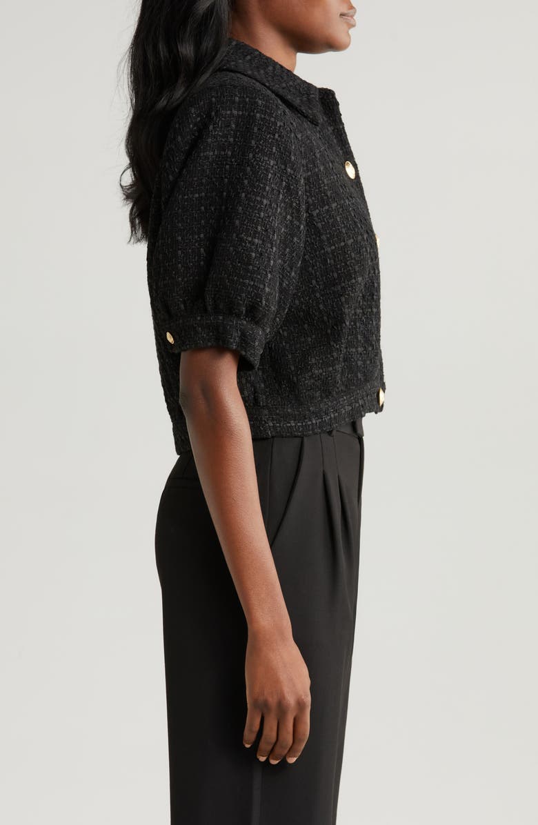 L'AGENCE Cove Tweed Crop Jacket, Alternate, color, Black