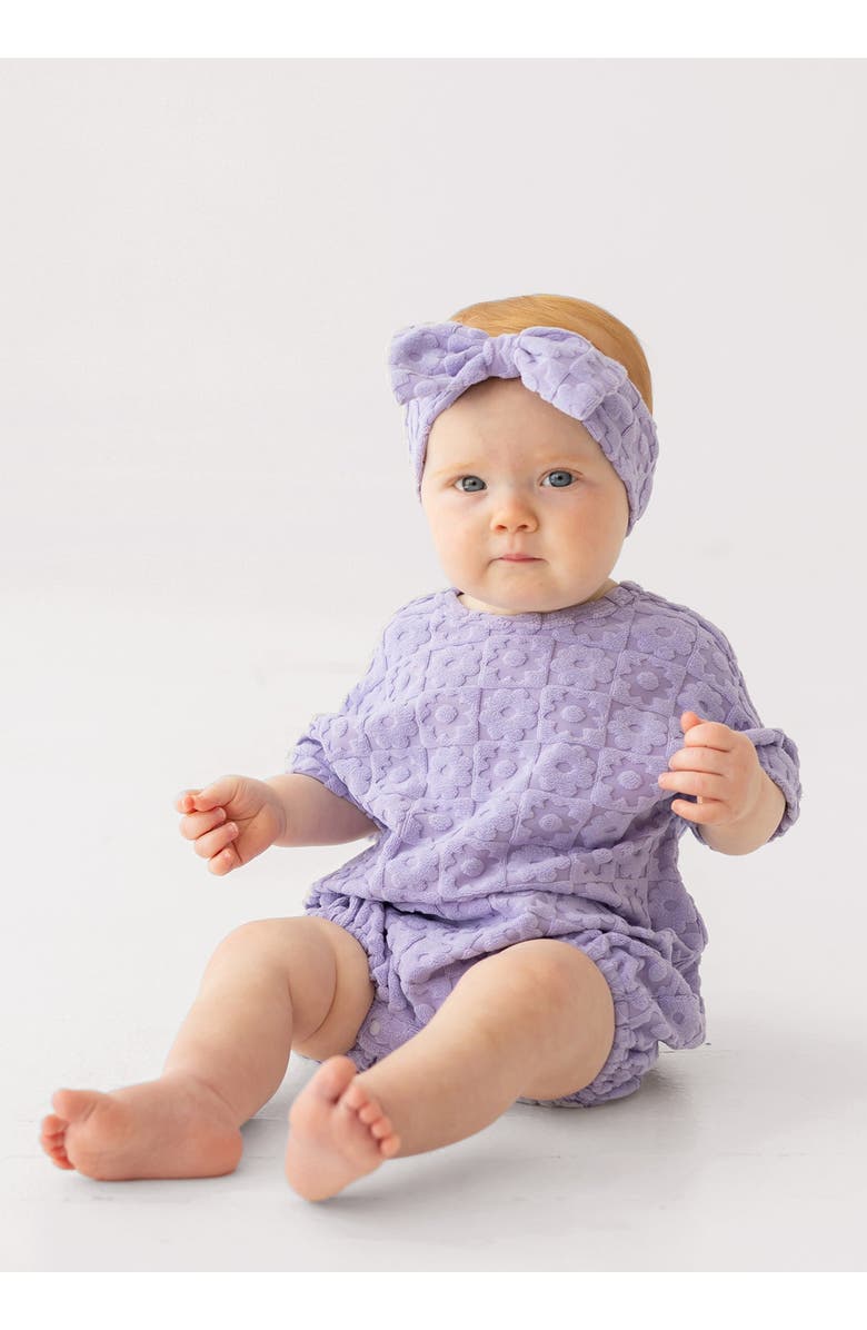 Mabel + Honey Veronica Short Sleeve Romper, Alternate, color, Purple