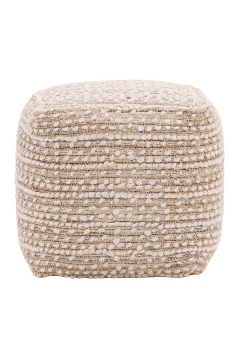 Ysella Wool & Jute Pouf, Alternate, color, Ivory