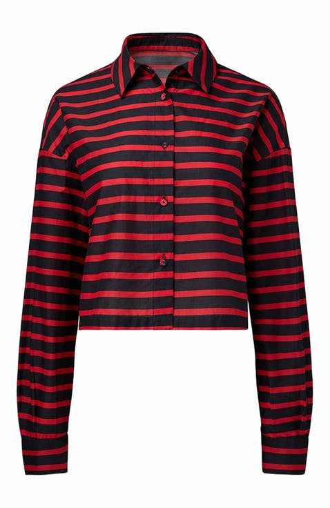 Long Sleeve Crop Button Down Shirt