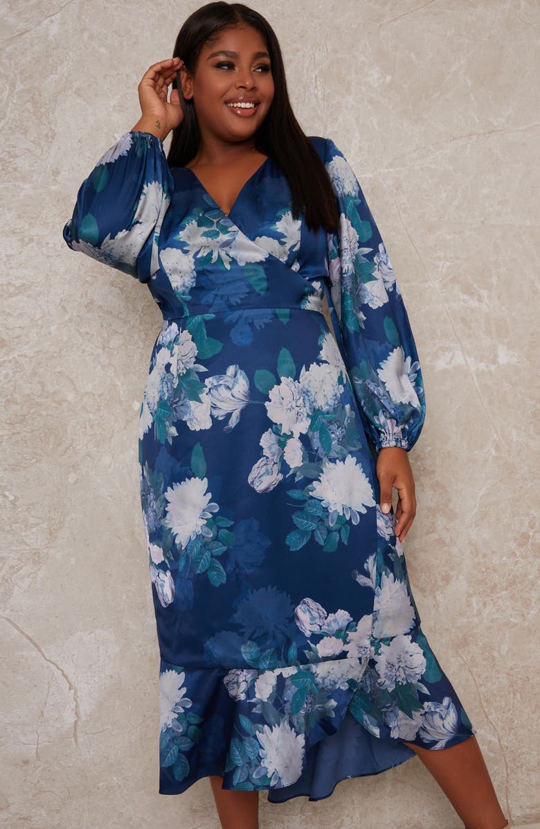 Chi Chi London Salome Long Sleeve Midi Dress, Alternate, color,