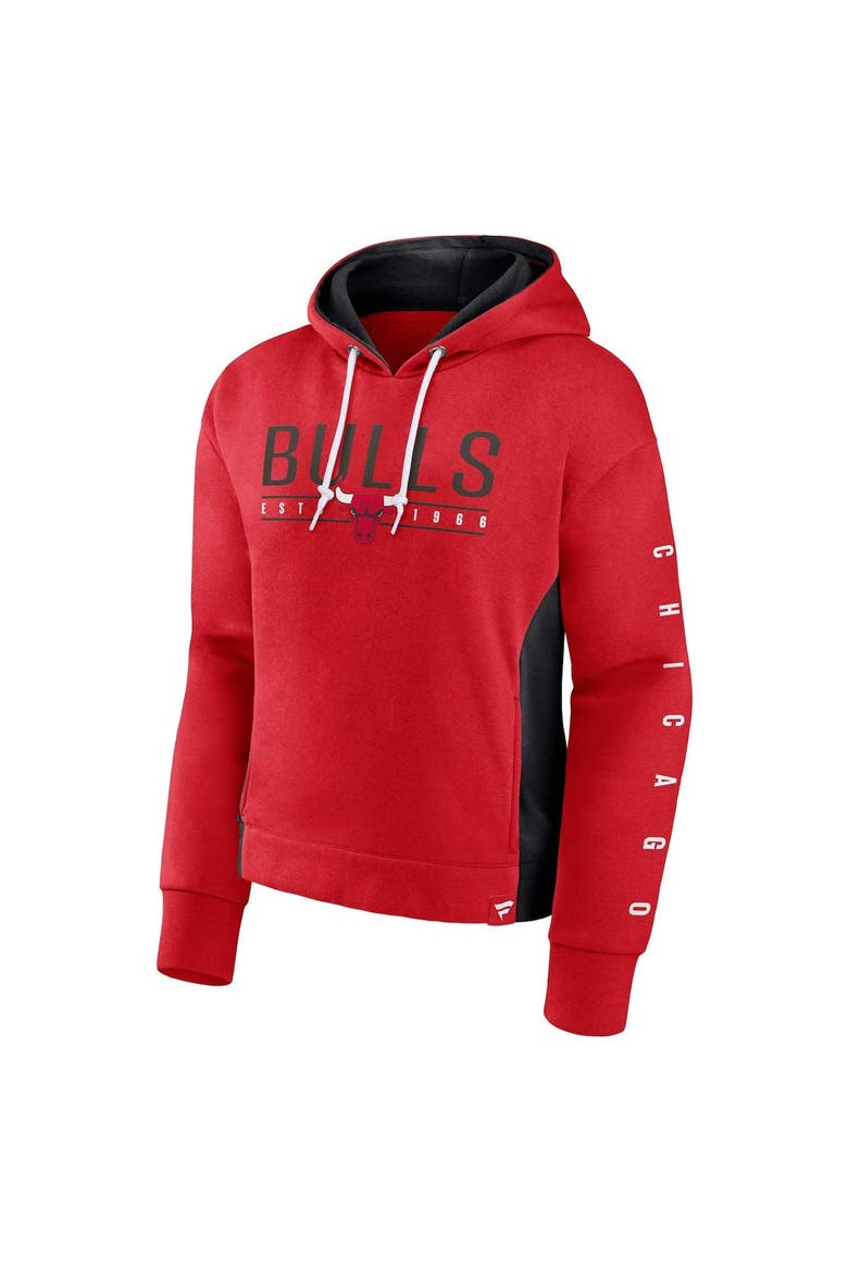 Women's Fanatics Branded Red Chicago Bulls Iconic Halftime Colorblock Pullover Hoodie, Alternate, color, Red