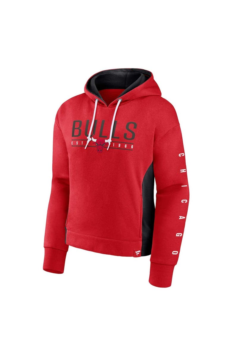 FANATICS Women's Fanatics Branded Red Chicago Bulls Iconic Halftime Colorblock Pullover Hoodie, Alternate, color, Red