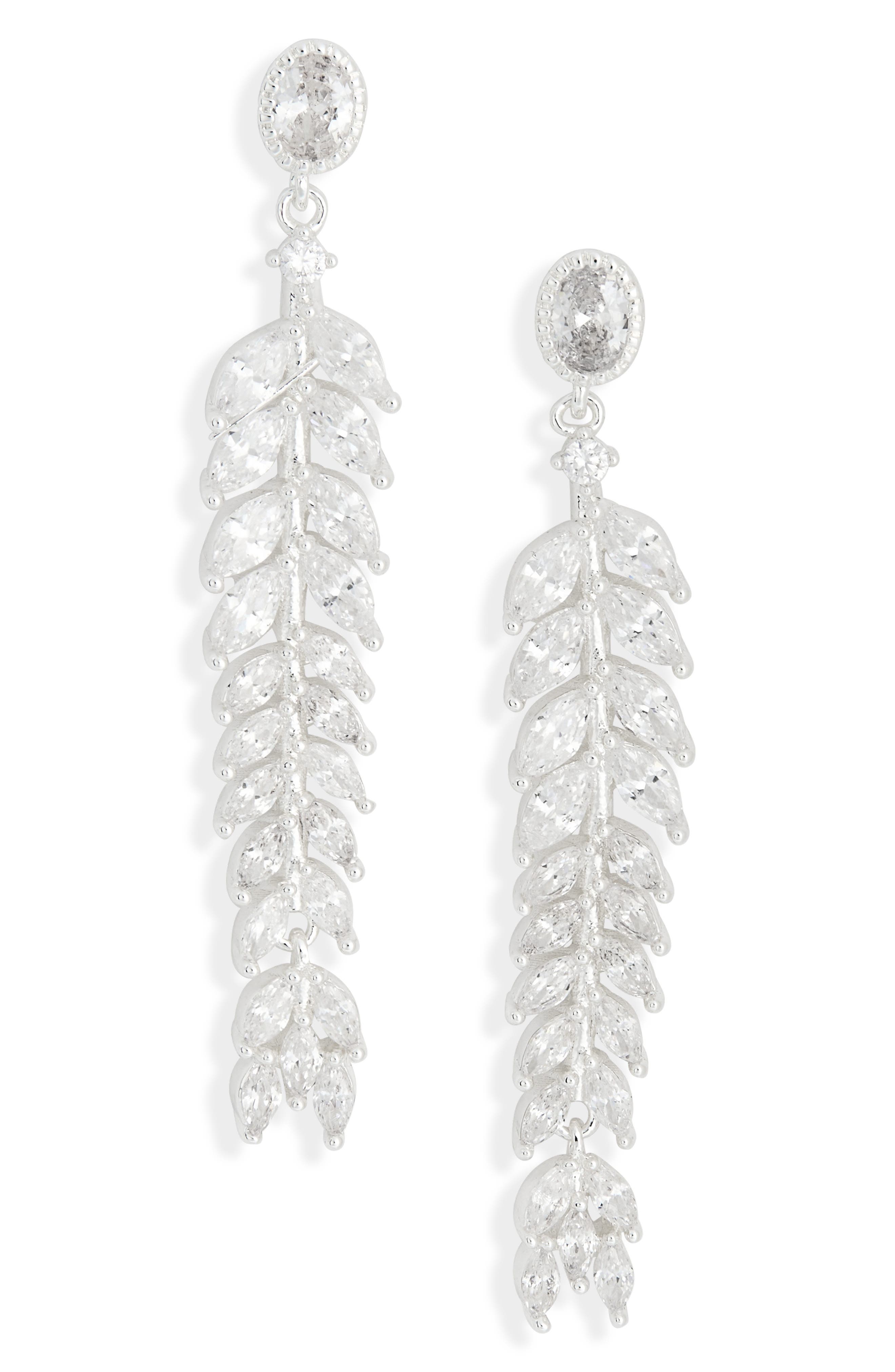 Cubic Zirconia Vine Drop Earrings