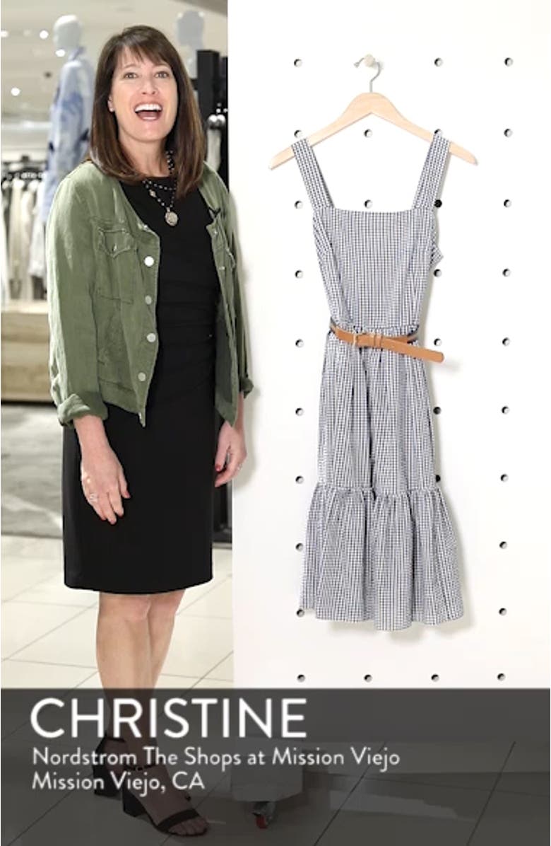Ruffle Hem Seersucker Check Fit & Flare Dress, sales video thumbnail