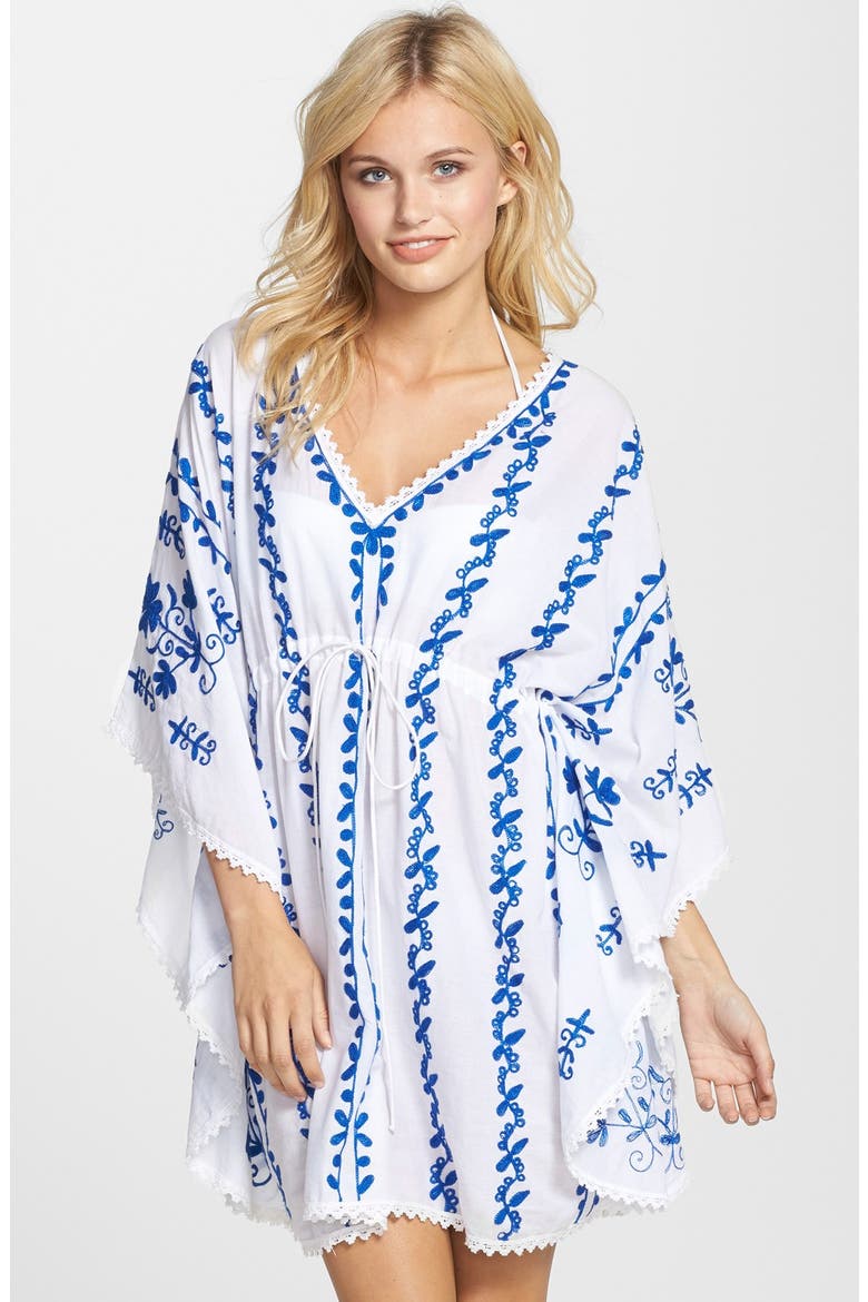 Embroidered Cover-Up Tunic, Main, color, COBALT