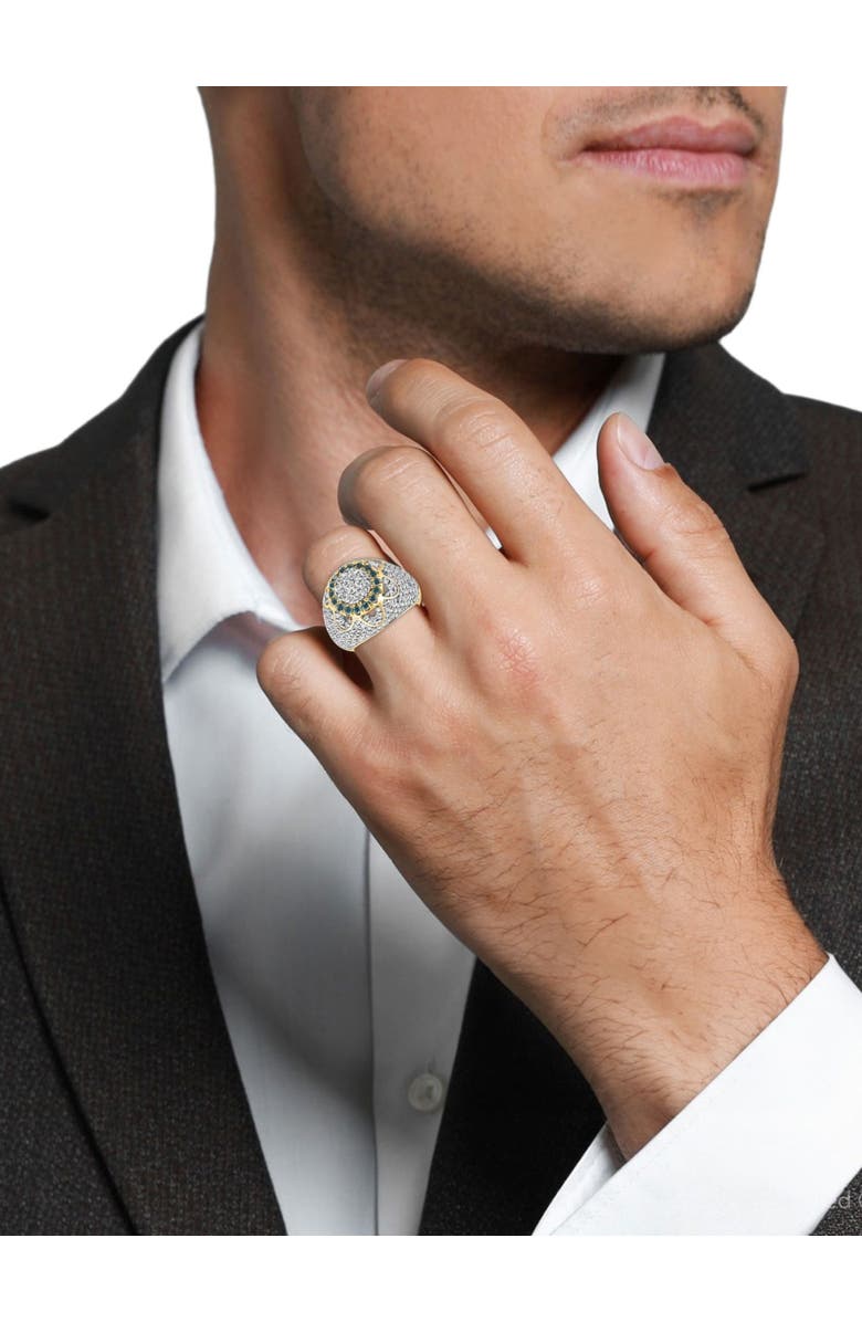 Bliss Diamond 4.64Ct Blue & Diamond Men's Pinky Ring 14k Gold Lab Grown Hip Hop, Alternate, color, 