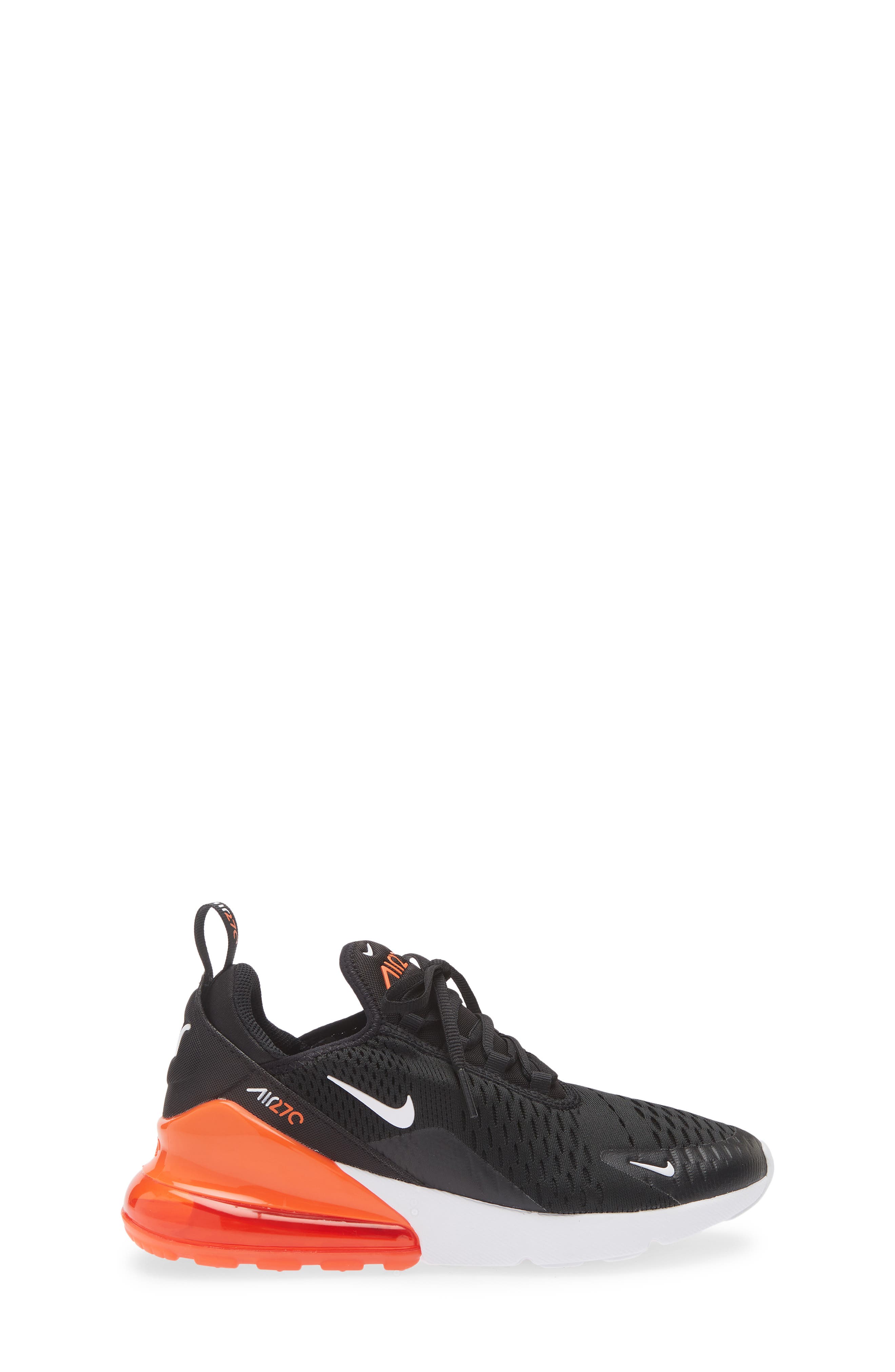 Nike Kids' Air Max 270 Sneaker, Alternate, color, Black/ White/ Orange